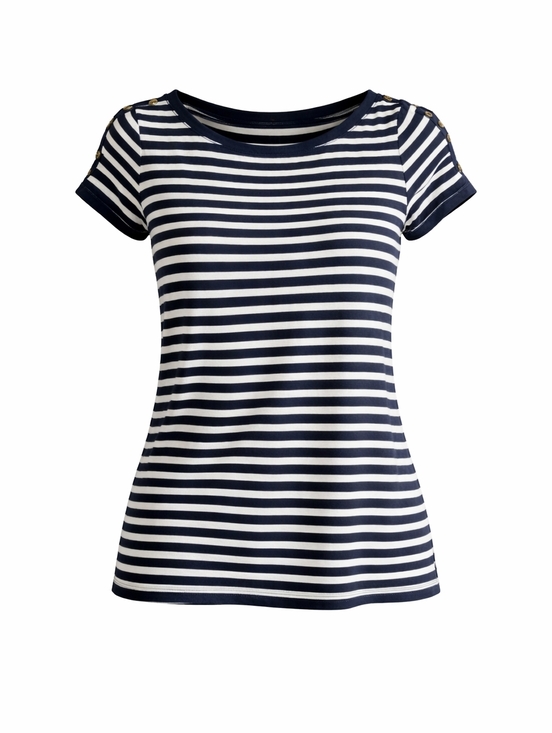 Lauren Ralph Lauren Tops - Lauren Ralph Lauren Navy and White Striped Short Sleeve Tee